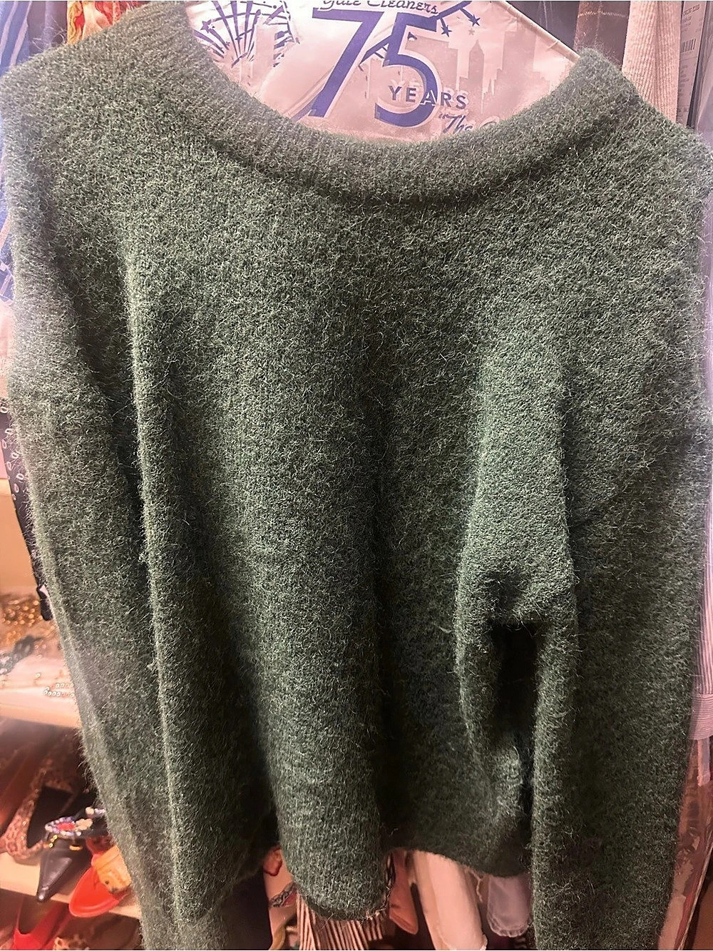 Calvin Klein Jeans Fuzzy Crewneck Sweater in Green Size Small Like New